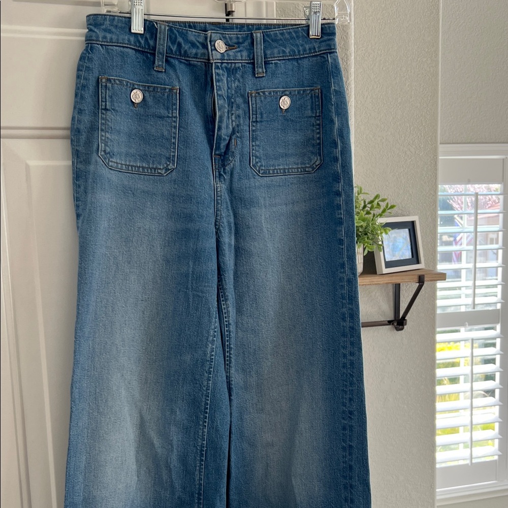 J. Crew Super Comfy Blue Flare Wide Leg Jeans